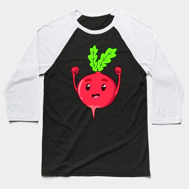 Cartoon radish Baseball T-Shirt by Modern Medieval Design